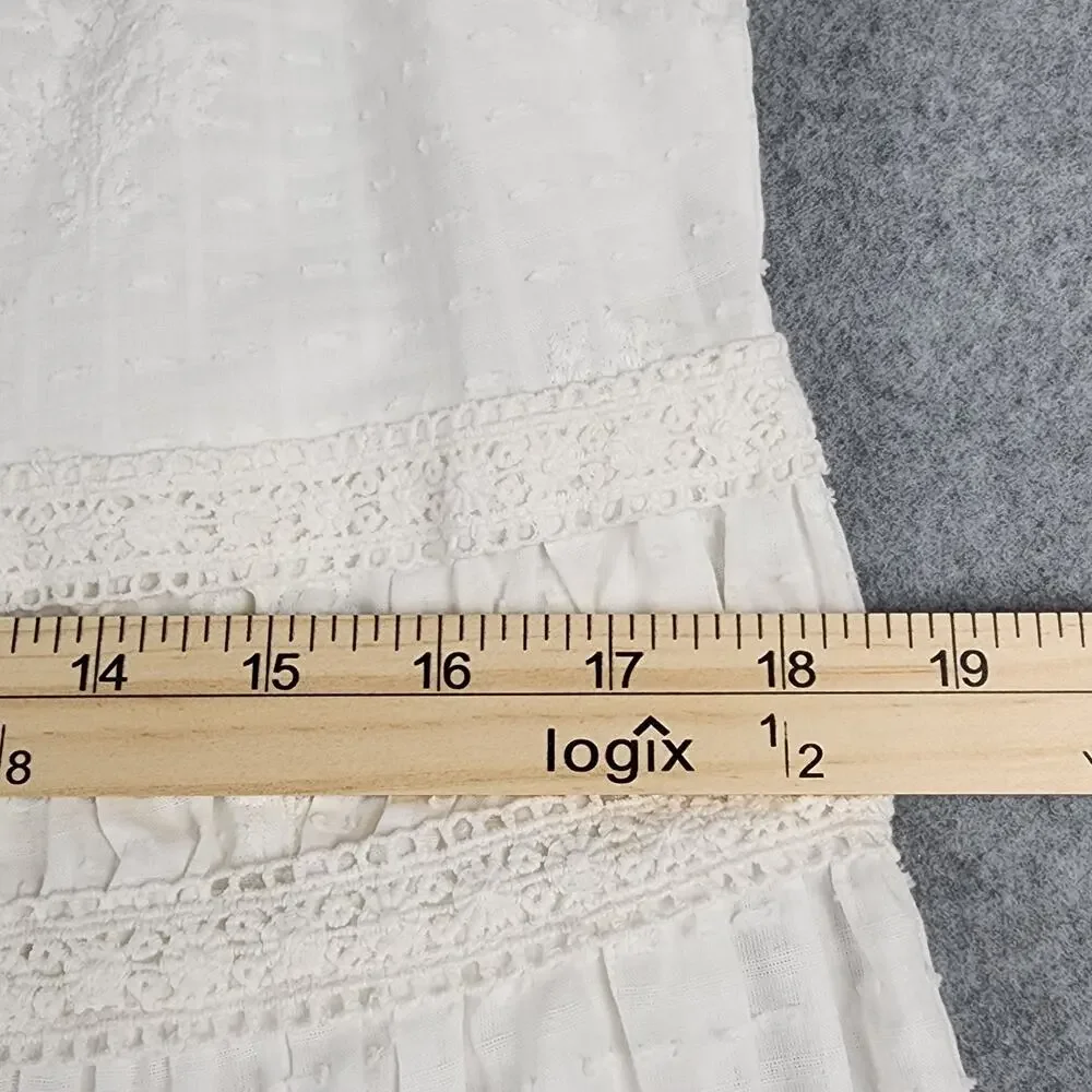 Rachel Zoe White Maxi Dress Lace Eyelet Boho Size 8 - Picture 11 of 13